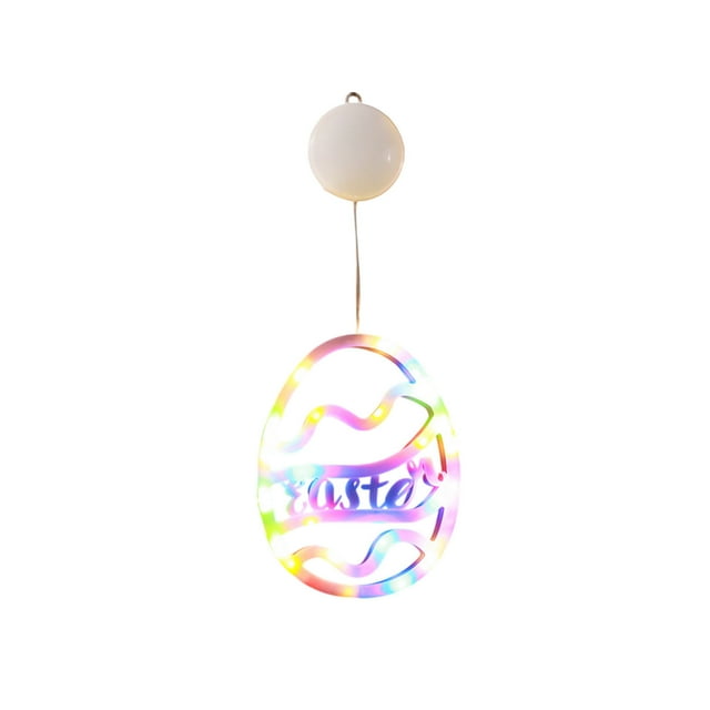 Wdhugt Easter Egg Shaped Led Suction Cup Light String For Indoor Window Decoration Festive Party Family Gathering Easy Install Plug In Multicolor Colorful