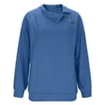 thumbnail image 6 of UTSJKR Womens Fashion Lapel Sweatshirts Side Button Collar Trendy Sweatshirt Casual Solid Color Loose Fit Athletic Shirts Blue L, 6 of 7