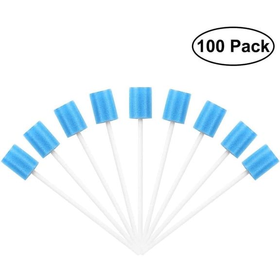 100 Pack Disposable Oral Care Sticks – Blue Sponge Tip Mouth Cleaners, Dental Hygiene Tools, Home Improvement for Teeth and Gum Cleaning,AS SHOWN - One Size