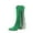 Green Middle Mid Calf Boots, variant on Metal Tassel High Boots Comfortable Square Toe Chunky Heel Fashionable and Casual Versatile Footwear for Fall and Winter