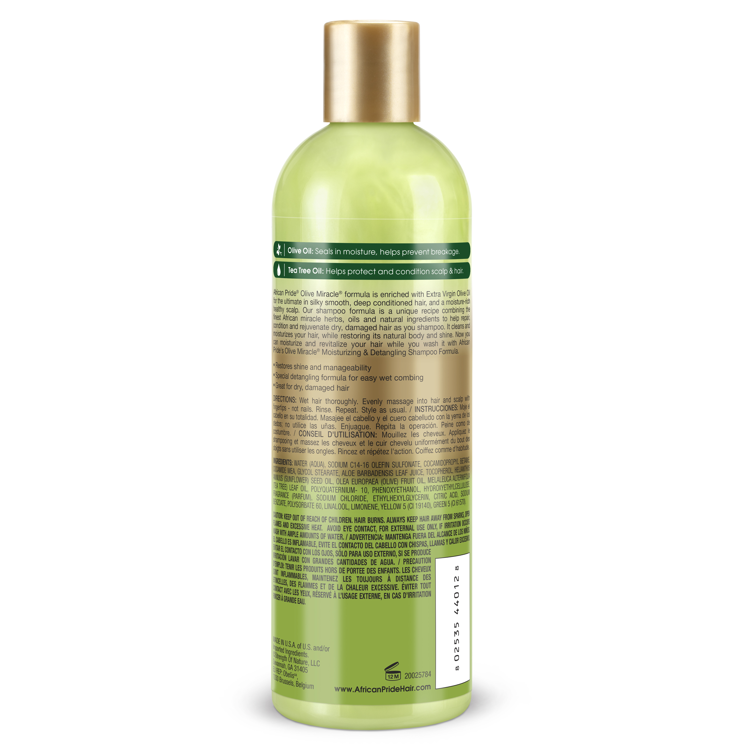 African Pride Olive Miracle Detangling Moisturizing Anti-Breakage Formula 2-in-1 Shampoo Plus Conditioner, 12 fl oz - image 2 of 7