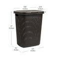 thumbnail image 4 of Mind Reader 50L Slim Laundry Hamper, Clothes Basket, Lid, Plastic, 17.65"L x 13.75"W x 21"H, Brown, 4 of 8