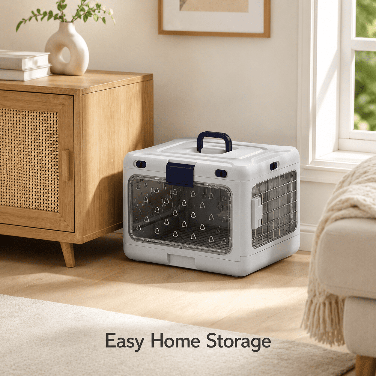 Collapsible Hard-Sided Pet Carrier, Portable 20" Travel Kennel for Small Dogs & Cats, Durable PP Material with Comfort Grip Handle and Secure Locking Gate, Matcha Sage