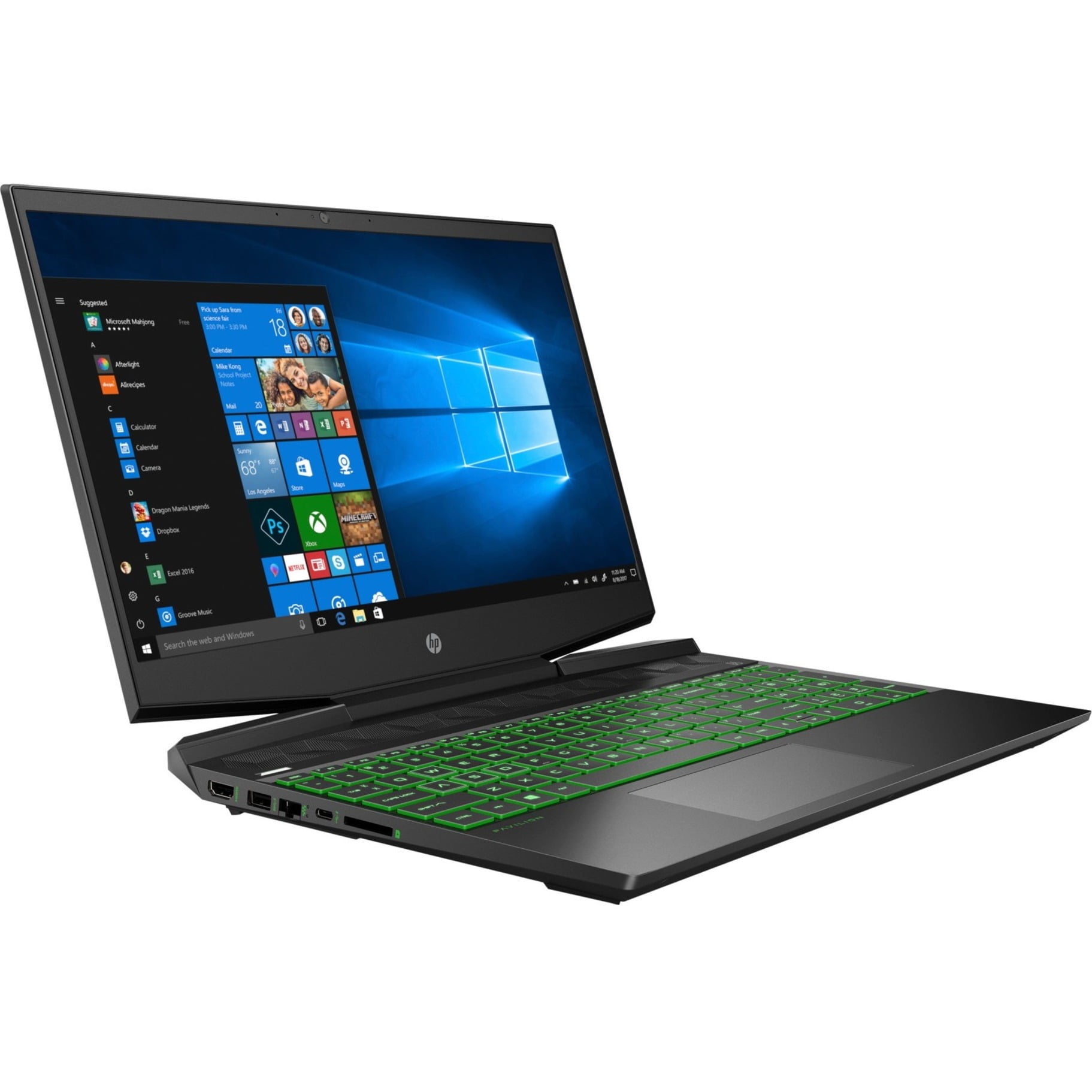 HP Pavilion Gaming 15.6" Full HD Gaming Laptop, Intel Core i5 i5-9300H, 8GB RAM, NVIDIA GeForce GTX 1050 3 GB, 256GB SSD, Windows 10 Home, Shadow Black/Green Chrome, 15-dk0010nr