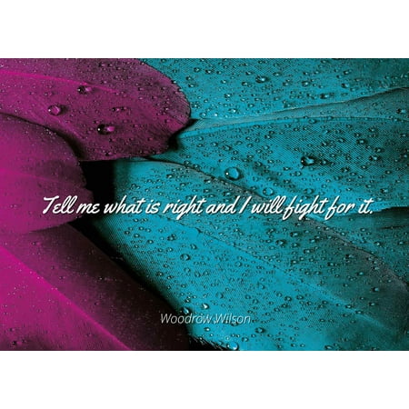 Woodrow Wilson - Tell me what is right and I will fight for it - Famous Quotes Laminated POSTER PRINT