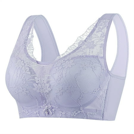 Deal of the Day: No Underwire Bras for Women  Sujetadores sin aros para mujer  Woman s Lace Embroidered Glossy Comfortable Breathable Bra Underwear No Rims SOPATENOR Purple 40