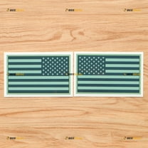 American USA Flag Military Tactical Army Green Car Truck Vinyl Decal Sticker - Mirror Images Reversed - Pair Glossy, 5 Inches