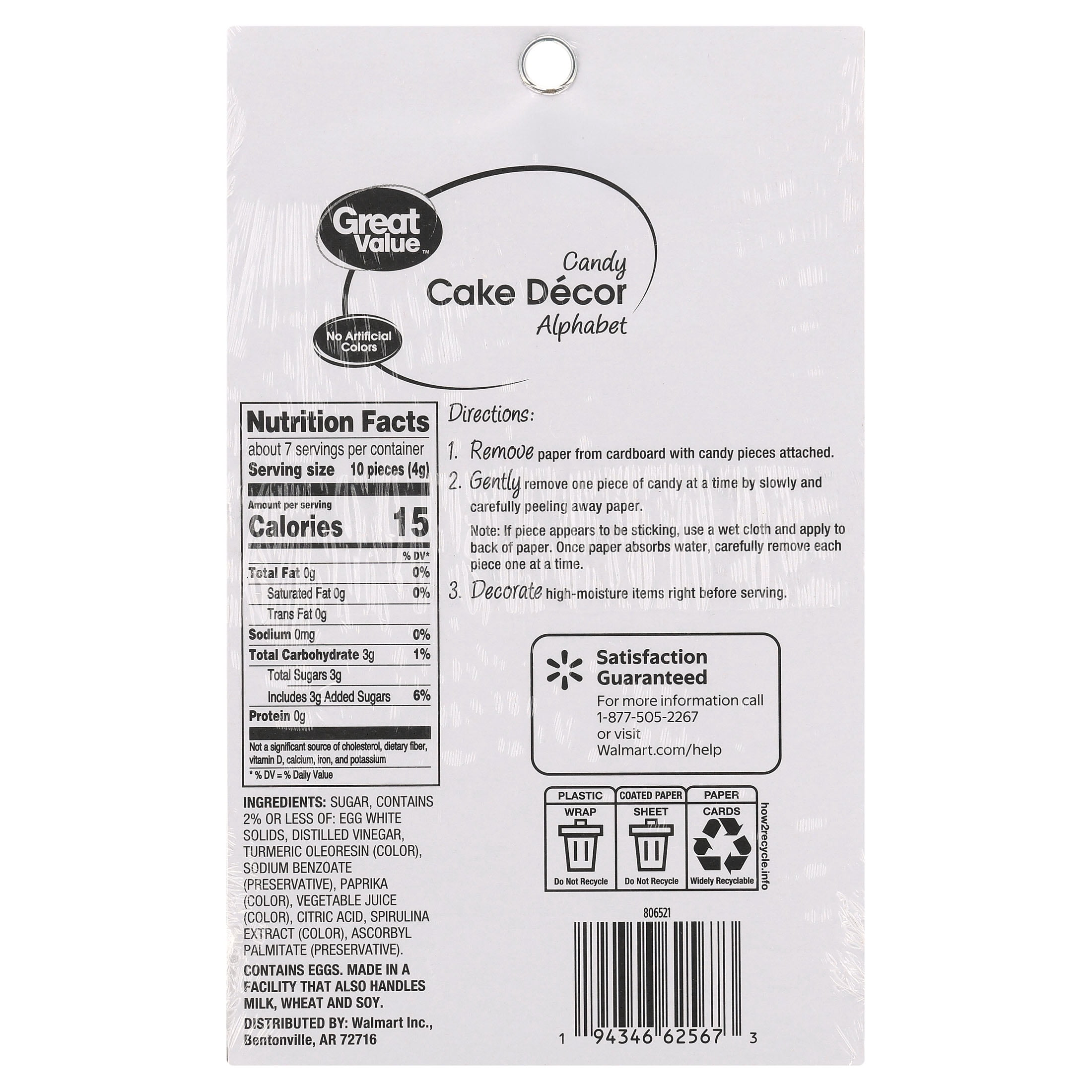 Great Value Candy Cake Decor, Alphabet, 0.91 oz