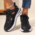thumbnail image 4 of pwidon Women Platform Wedge Sneakers Cutout Lace Toe Breathable Hollow Lace Up Non Slip Casual Walking Chunky Sole Trainers Black 38, 4 of 9