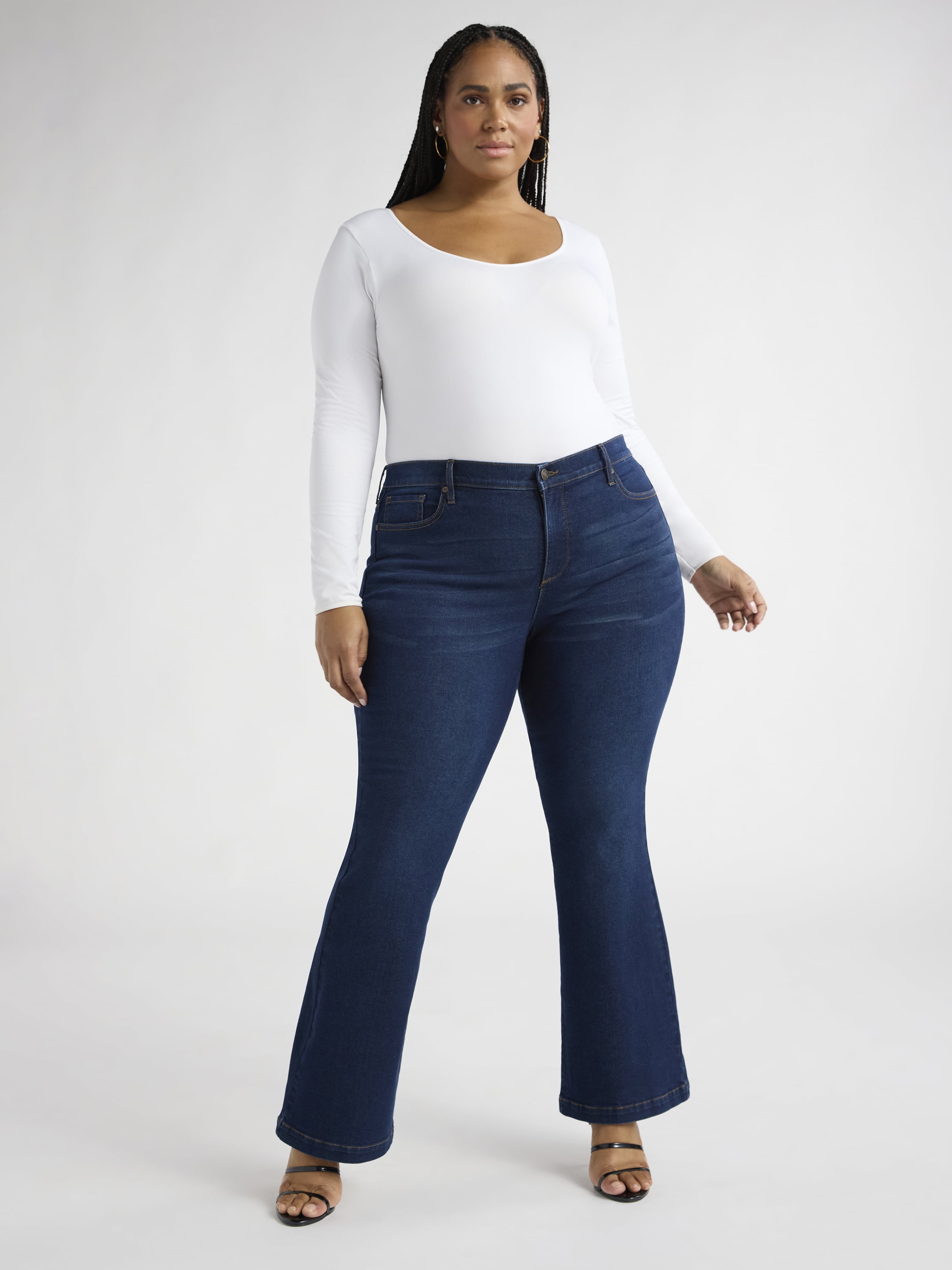 Sofia by Sofia Vergara Women's and Women's Plus Melisa Flare High Rise Jeans, 30.5", 32.5" and 34.5" Inseams, Sizes 0-28
