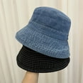 thumbnail image 2 of SikaFu Fisherman Hat Girl Spring And Autumn Smoking Sunscreen Hats Full -Complete Vocal Non -Ancient Denim Cloth Showing Small Water Washing Cotton Students Basin, 2 of 7