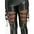 thumbnail image 4 of Women’s Faux Leather Lace-Up Leggings – High Waist Gothic Pants with Mesh Panels and Buckle Straps, 4 of 6
