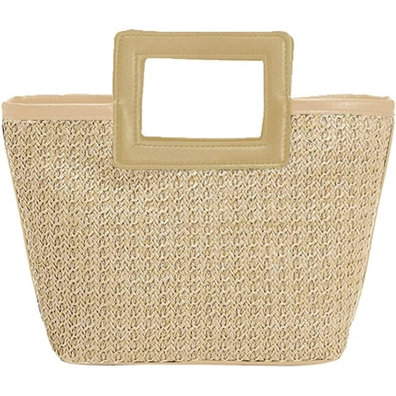 CoCopeaunts Straw Small Tote Bag for Women Summer Beach Bag Woven Straw Bucket Bag Handbag for Travel Vacation