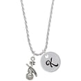 thumbnail image 1 of Delight Jewelry Silvertone Violin Silvertone Script Initial Disc - K - Charm Necklace, 20"+3", 1 of 4