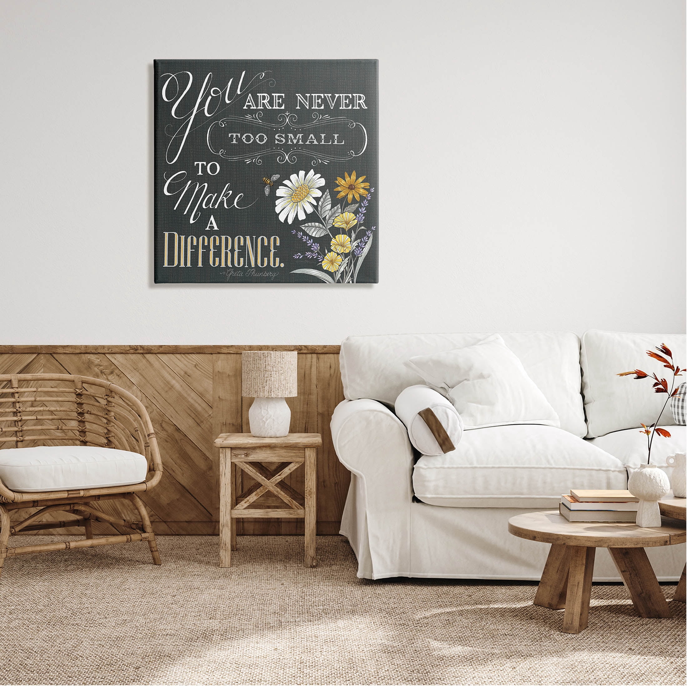 Never Too Small Make A Difference Florals Botanical & Floral Graphic Art Gallery Wrapped Canvas Print Wall Art
