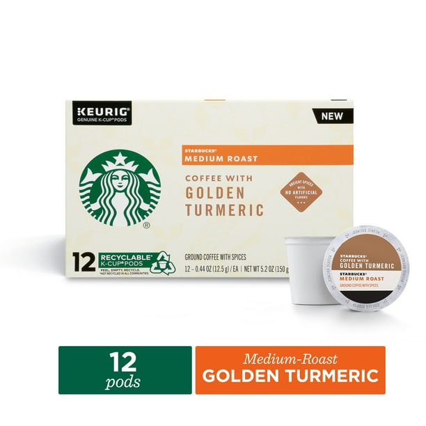 Starbucks Medium Roast KCup Coffee Pods with Golden Turmeric — for