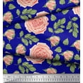 thumbnail image 3 of Soimoi Blue Viscose Chiffon Fabric Rose Leaves Decor Fabric Printed Yard 42 Inch Wide, 3 of 3