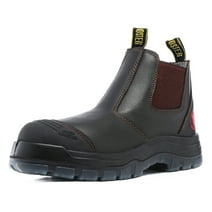 ROCKROOSTER Bakken 6" Men's Dark Brown Steel Toe Anti-Static Safety Chelsea Work Boots for Adult EE Wide AK229-15