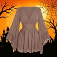 thumbnail image 6 of Chiccall Women's Halloween Gothic Renaissance Dress Mesh Long Sleeve Deep V Smocked Waist Medieval Peasant Dresses, 6 of 6