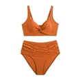 thumbnail image 6 of MIXUE Swim Suits for Women Solid Color Sexy Two Piece High Waist Bikini Sets for Women Swimwears Activewear,Brown,M, 6 of 7