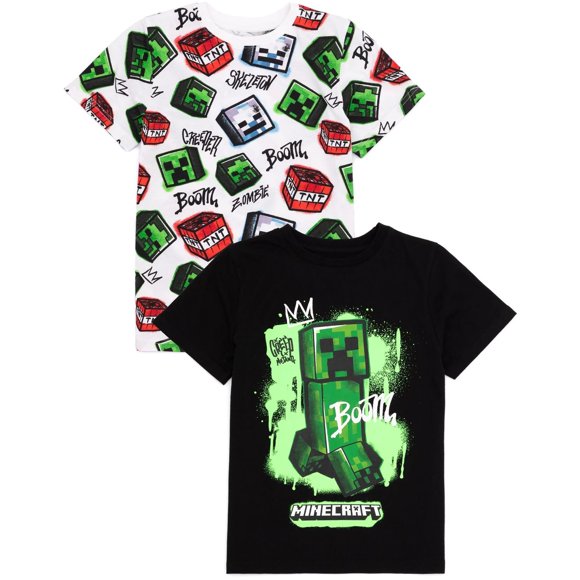 Minecraft Boys/Girls Creeper T-Shirt (Pack of 2)