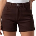 thumbnail image 3 of Women's High Waisted Denim Shorts Cuffedrelaxed Fit Brown Jean Shorts Summer Casual Bottoms by Yigetop Coffee L, 3 of 7