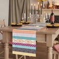 thumbnail image 2 of Table Runners 72 Inches Long Dress Scarves, Bohemia Ethnic Farmhouse Kitchen/Dining Table Runner, Coffee Tablerunners, Boho Tribal Teal Orange Purple Stripes Leaves 13x72 Inch, 2 of 9