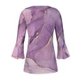 thumbnail image 4 of XWSHYW Spring Tops for Women 2025 Women's Casual Trumpet 3/4 Sleeve Printed Buttoned Basic Ruched Corset Tunic Tops Pleated Shirts Blouses, Sizes S-2XL, 4 of 5