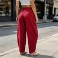 thumbnail image 6 of Sevevn Women’s Pre-Shrunk Linen-Look Loose Fit Harem Pants Elastic Waist Casual Ankle Trousers with Side Pockets, 6 of 7