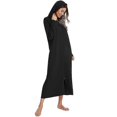 thumbnail image 3 of Womens Zip Up Robe Nightgown Long Hooded Sweatshirt Bathrobe Long Sleeve Housecoat Lounger With Pockets, 3 of 4