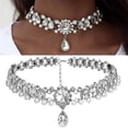 thumbnail image 5 of Elegante collar encanto perla simulada y diamantes de imitación cuentas gargantilla collar para mujer (plata), 5 of 5
