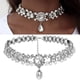 thumbnail image 5 of Elegante collar encanto perla simulada y diamantes de imitación cuentas gargantilla collar para mujer (plata), 5 of 6