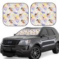 thumbnail image 2 of Uemuo Floral Puppy Printed 2 PCS Car Windshield Sun Shade, Auto Sun Heat and UV Rays Blocker, Foldable Automotive Front Window Sunshade Protector, 2 of 7