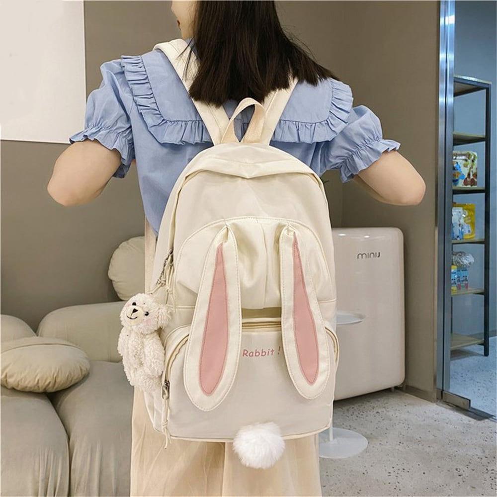 Xewsqmlo Cute Bunny Backpack for Girls Teenage Student