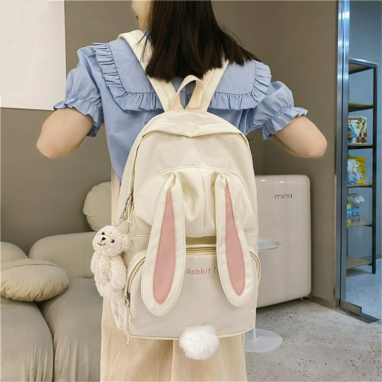Cute Women's Plush Bunny Ear Design Backpack