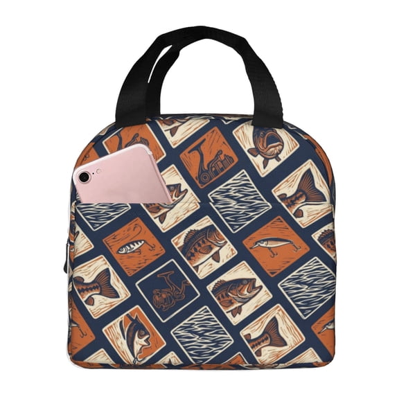 Camo Fish Insulated Lunch Box Reusable Lunch Bag Women Men Cooler Tote Bag For Work Picnic Office