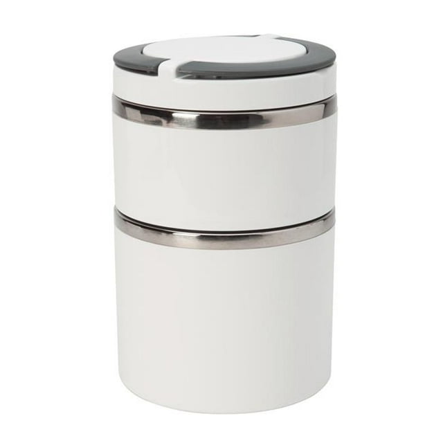 Kitchen Details 26328-WHITE 2 Tier Round Twist Inox Isotherme Boîte à Lunch&44; Blanc