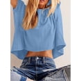 thumbnail image 2 of Women's Sleeve Crewneck T Shirts Loose Casual Summer Tops Comfy Basic Tees, 2 of 5