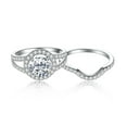 thumbnail image 2 of SFTING S925 Sterling Silver 1.5CT Solitaire Halo Engagement Wedding Rings And Eternity Band Set for Women Size 6, 2 of 8