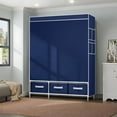 thumbnail image 4 of Brochao Portable Closet, Wardrobe Closet Organizer with Hanging Rods, 3 Drawers & 4 Shelves Closet Organizer, Blue, 4 of 11