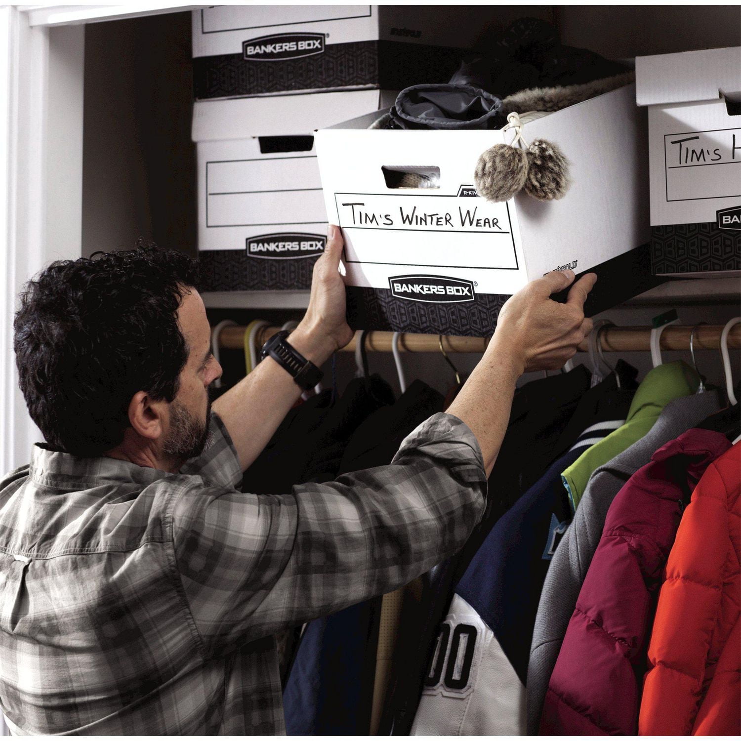 Boîte de rangement Bankers Box® R-Kive® - Lettre/légal, blanc/noir, paq. de 2