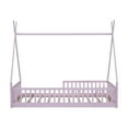 thumbnail image 5 of Harper & Bright Designs Floor Bed for Boys Girls, Twin Size Teepee Tent Beds, Montessori Floor Bed with Slats and Fence Rails, Wood House Bed Frame for Boys Girls, Pink, 5 of 11