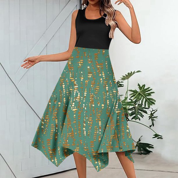 WILLBEST Vestido De Verano Para Mujer, Informal, Fluido, Floral, Elegante, Chaleco Largo