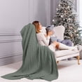 thumbnail image 3 of Suave 100% Algodón Punto Manta para Sofá y Diván Ligero Cable Tejida Cobija Casa Decorativo Cobija Gris 50 x 60, 3 of 11