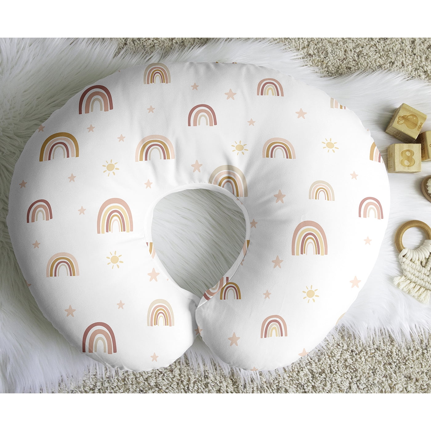 Sweet Jojo Designs Boho Rainbow Pink Taupe and Mauve Nursing Pillow Cover Case (Pillow Not Included) (Pillow NOT Included)