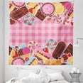 thumbnail image 1 of Sweets Tapestry, Candy Cookie Sugar Lollipop Cake Ice Cream Girls Design, Fabric Wall Hanging Decor for Bedroom Living Room Dorm, 5 Sizes, Brown Pale Pink, by Ambesonne, 1 of 1