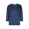 thumbnail image 3 of QUINDOS 3/4 Sleeve Women Tshirts Blue Summer Tops for Women 2025 Trip Solid Crew Neck with Pocket Tops, 3 of 4