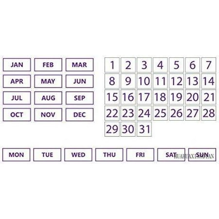 

Whiteboard Calendar Magnet Bundle (Dates Days Of The Week Months) By (Purple Inverted 0.75 X0.75 )