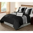 thumbnail image 2 of Chezmoi Collection Luxury Pleated Striped Comforter Set, Full, Black/White/Gray, 8-Piece, 2 of 8