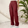 thumbnail image 2 of Cargo Pants Women, Audhol Cargo Pants for Women High Waisted Wide Leg Casual Pants Y2K Streetwear Trousers with 6 Pockets Womens Cargo Pants Red 2XL, 2 of 6